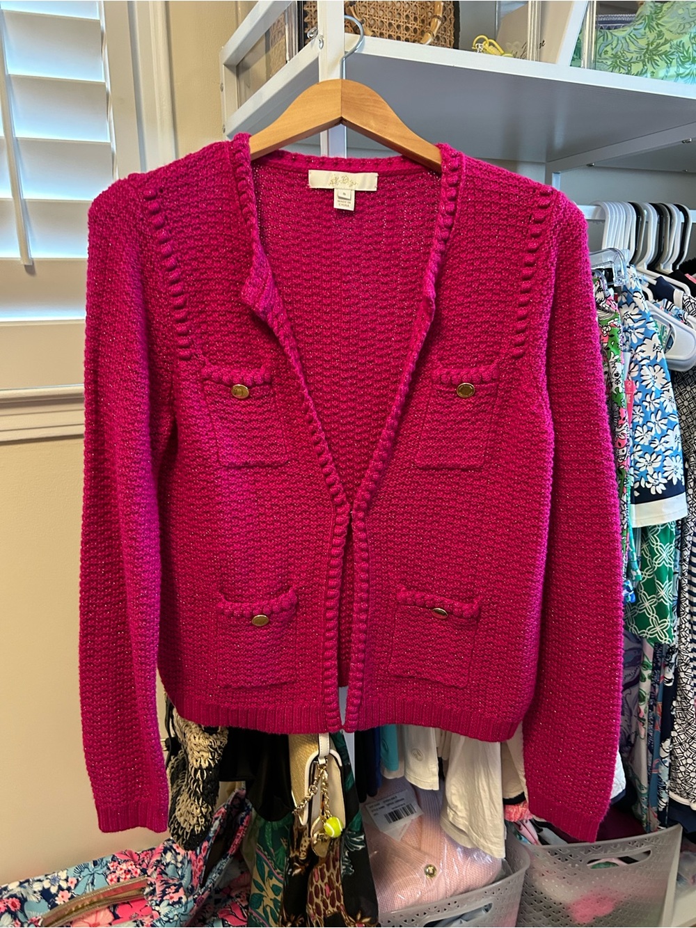 Lilly Pulitzer Bright Pink Women's Textured Knit Sweater